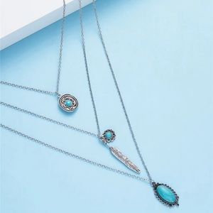 Western fashion turquoise layered necklace
